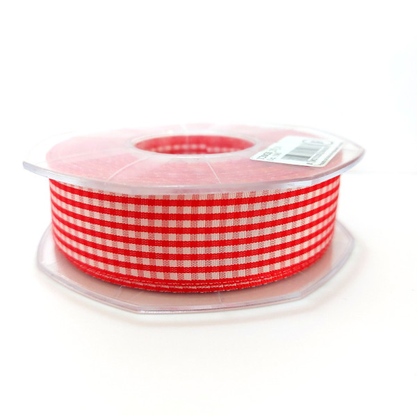 Nastro a Quadretti - Altezza 25 mm - Colore Rosso